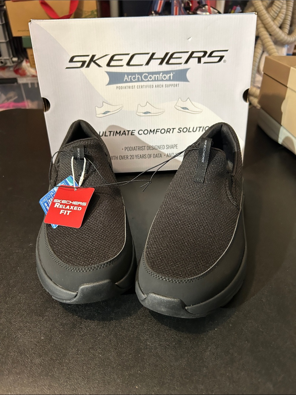 Skechers Men's Black Slip-On Relaxed Fit Loafers